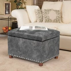 Budget 🌟 Adeco Contemporary Bench Lift-top Storage Ottoman Brown 🎁