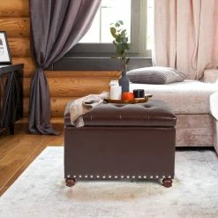 Budget ๐ Adeco Contemporary Bench Lift-top Storage Ottoman Brown ๐ 26 Budget ๐ Adeco Contemporary Bench Lift-top Storage Ottoman Brown ๐ -Adeco Shop Adeco Contemporary Bench Lift top Storage Ottoman 9