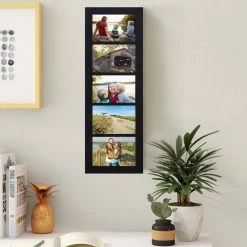Deals ❤️ Adeco Decorative Black Wood Wall Hanging Picture Frame With 5 Divided 4x6-inch Openings ⭐