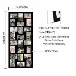 Promo 🔥 Adeco Decorative Black Wood Wall Hanging Picture Photo Frame With 24 4x6-inch Openings 😍 -Adeco Shop Adeco Decorative Black Wood Wall Hanging Picture Photo Frame with 24 4x6 inch Openings 4