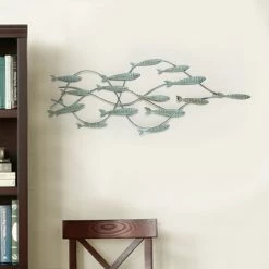 Buy ✨ Adeco Decorative Distressed Blue Iron School Of Fish Wall Decor ⭐