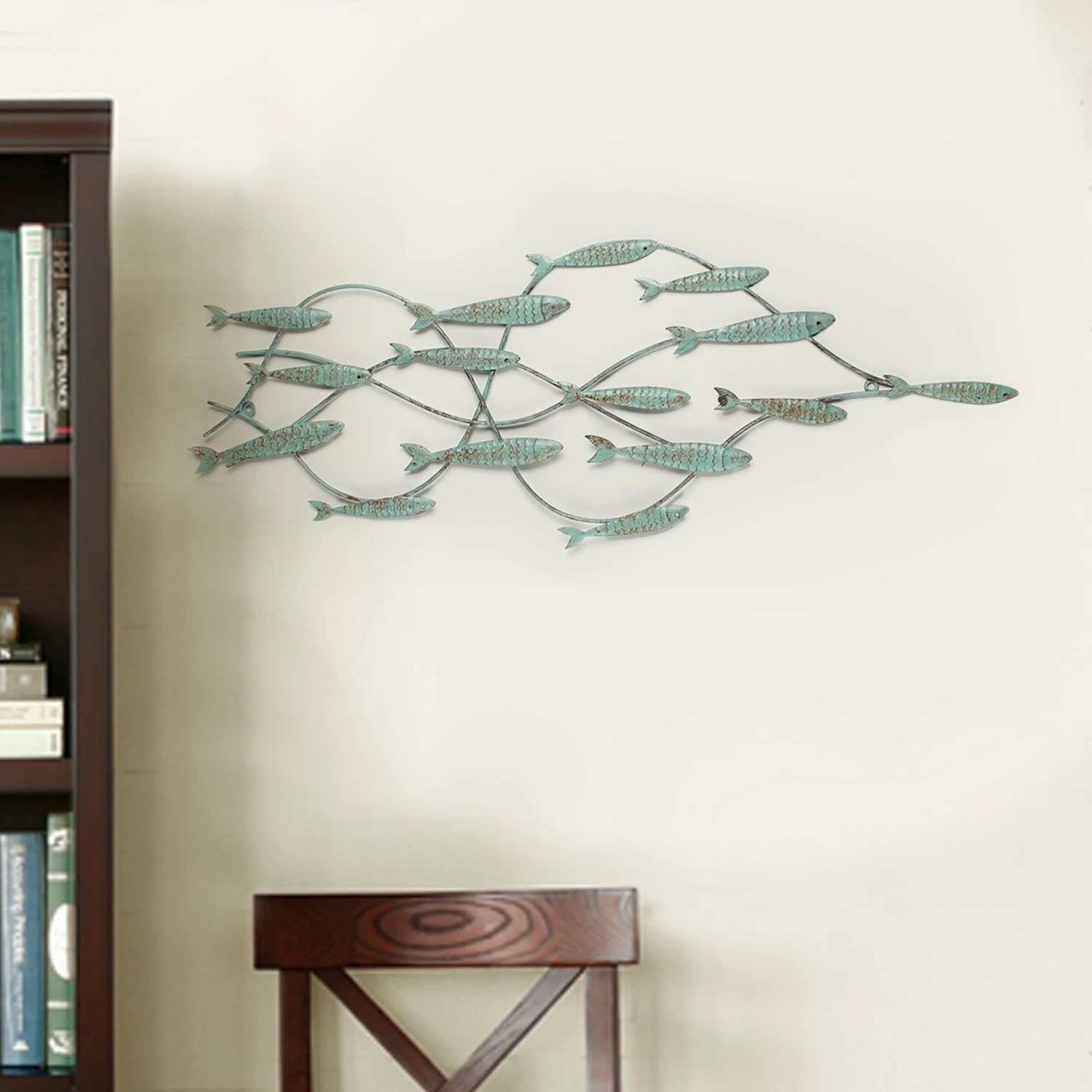 Buy ✨ Adeco Decorative Distressed Blue Iron School Of Fish Wall Decor ⭐ 3 Buy ✨ Adeco Decorative Distressed Blue Iron School Of Fish Wall Decor ⭐
