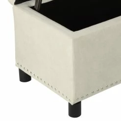 Wholesale 😍 Adeco Deluxe Beige Linen Storage Ottoman Bench With Nailhead Trim 🛒 -Adeco Shop Adeco Deluxe Storage Ottoman Bench 4