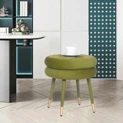 Budget 🎉 Adeco Double Layer Flannel Round Footrest Stool Ottoman Modern Vanity 💯 -Adeco Shop Adeco Double Layer Flannel Round Footrest Stool Ottoman Modern Vanity 2