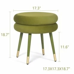Budget 🎉 Adeco Double Layer Flannel Round Footrest Stool Ottoman Modern Vanity 💯 -Adeco Shop Adeco Double Layer Flannel Round Footrest Stool Ottoman Modern Vanity 3