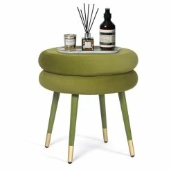 Budget 🎉 Adeco Double Layer Flannel Round Footrest Stool Ottoman Modern Vanity 💯 -Adeco Shop Adeco Double Layer Flannel Round Footrest Stool Ottoman Modern Vanity 6