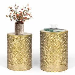 Cheap 🎉 Adeco End Tables Set Of 2 Round Coffee Tables Nightstands Stools - Set Of 2 😉 -Adeco Shop Adeco End Tables Set of 2 Round Coffee Tables Nightstands Stools 2