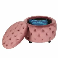 Wholesale ✨ Adeco Round Storage, Fabric Foot Rest And Seat ❤️ -Adeco Shop Adeco FT0276 RED Round Storage2C Fabric Foot Rest and Seat2C Wood Legs2C Height 18 Inch Ottomans 26 Storage Ottomans 28RED29 2