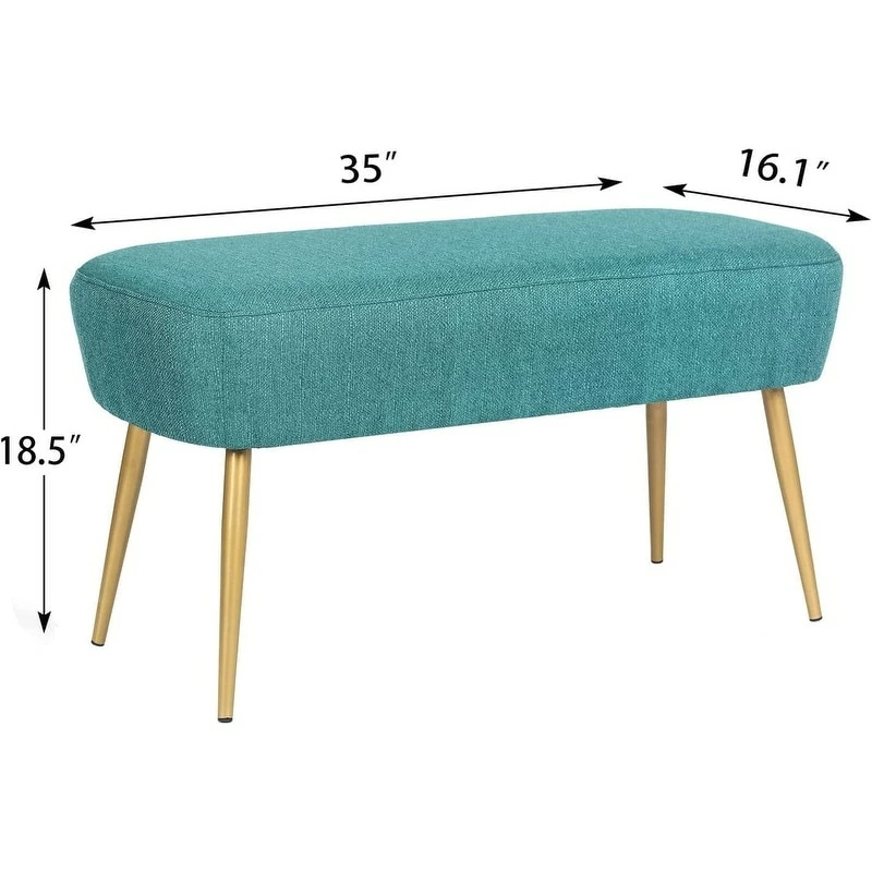 Flash Sale ❤️ Adeco Fabric Bedroom Bench End Bed Ottoman Bench With Golden Metal Leg ✔️ 8 Flash Sale ❤️ Adeco Fabric Bedroom Bench End Bed Ottoman Bench With Golden Metal Leg ✔️ - Image 6
