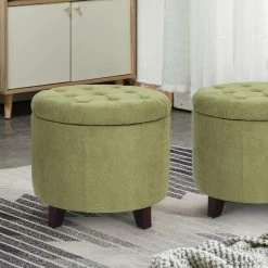 Best deal 🔔 Adeco Round Button-tufted Lift-top Storage Ottoman 🔔