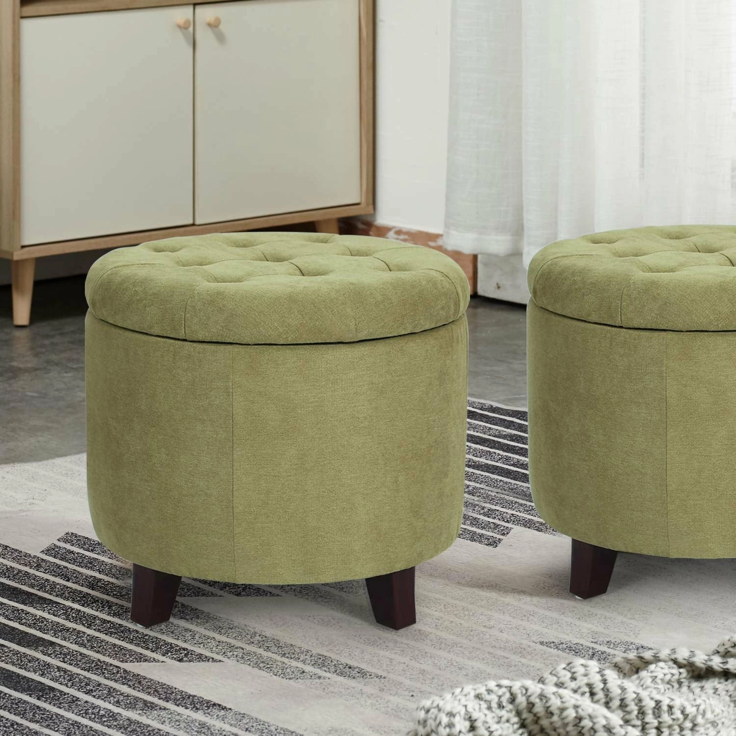 Best deal 🔔 Adeco Round Button-tufted Lift-top Storage Ottoman 🔔 3 Best deal 🔔 Adeco Round Button-tufted Lift-top Storage Ottoman 🔔