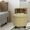 Cheapest 💯 Adeco Fabric Cushion Round Storage Ottoman Footstool, Height 17 Inches Strudy Round Flax Yellow 💯 -Adeco Shop Adeco Fabric Cushion Round Storage Ottoman Footstool2C Height 17 Inches Strudy Round Flax Yellow