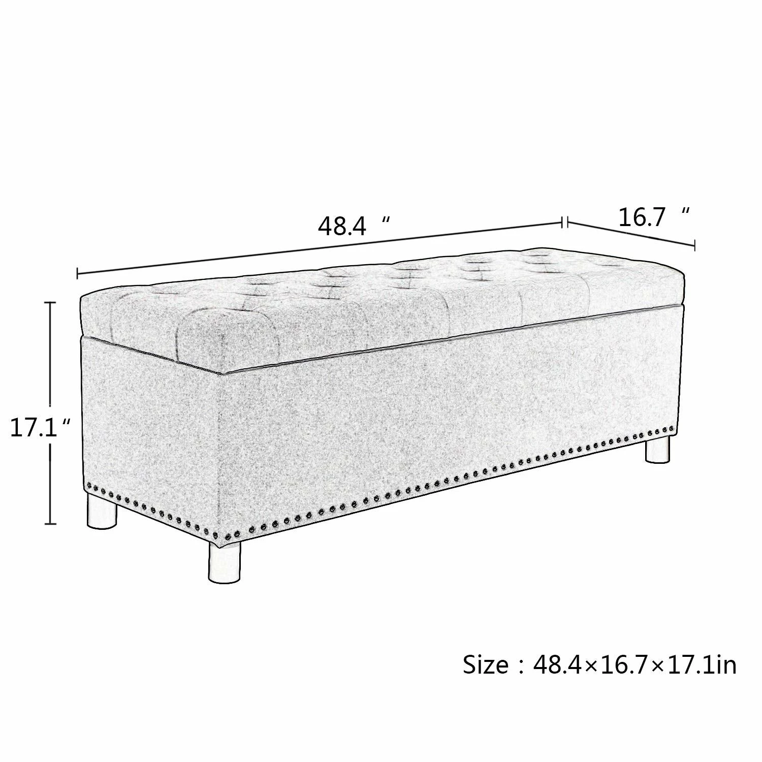 Coupon โ๏ธ Adeco 46" Tufted Lift-top Storage Ottoman Bench ๐งจ 5 Coupon โ๏ธ Adeco 46" Tufted Lift-top Storage Ottoman Bench ๐งจ - Image 3