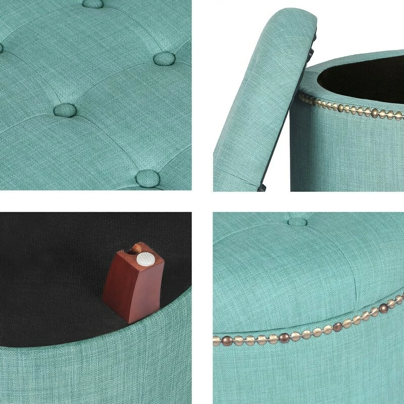 Brand new ๐ Adeco Cylindrical Button-tufted Lift-top Storage Ottoman Beige ๐ฏ 16 Brand new ๐ Adeco Cylindrical Button-tufted Lift-top Storage Ottoman Beige ๐ฏ - Image 14