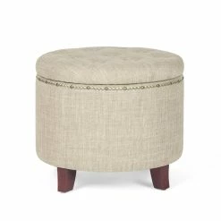 Brand new ๐ Adeco Cylindrical Button-tufted Lift-top Storage Ottoman Beige ๐ฏ 19 Brand new ๐ Adeco Cylindrical Button-tufted Lift-top Storage Ottoman Beige ๐ฏ -Adeco Shop Adeco Fabric Round Button Tufted Lift Top Storage Ottoman Footstool 2