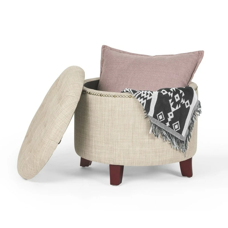 Brand new ๐ Adeco Cylindrical Button-tufted Lift-top Storage Ottoman Beige ๐ฏ 7 Brand new ๐ Adeco Cylindrical Button-tufted Lift-top Storage Ottoman Beige ๐ฏ - Image 5