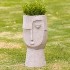 Best Sale 🧨 Adeco Face Planters Pots Flower Head Planter With Drainage Hole Brown 😉