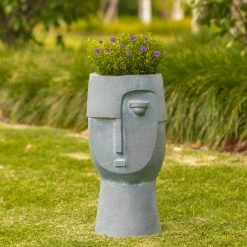 Best Sale 🧨 Adeco Face Planters Pots Flower Head Planter With Drainage Hole Brown 😉 -Adeco Shop Adeco Face Planters Pots Flower Head Planter with Drainage Hole 5