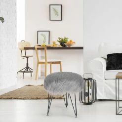 Best Sale 😍 Adeco Faux Fur Ottoman Foot Rest Stool Fluffy Accent Stool Pink 🌟 -Adeco Shop Adeco Faux Fur Ottoman Foot Rest Stool Fluffy Accent Stool 10