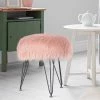Best Sale 😍 Adeco Faux Fur Ottoman Foot Rest Stool Fluffy Accent Stool Pink 🌟 -Adeco Shop Adeco Faux Fur Ottoman Foot Rest Stool Fluffy Accent Stool