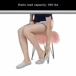 Best Sale 😍 Adeco Faux Fur Ottoman Foot Rest Stool Fluffy Accent Stool Pink 🌟 -Adeco Shop Adeco Faux Fur Ottoman Foot Rest Stool Fluffy Accent Stool 7