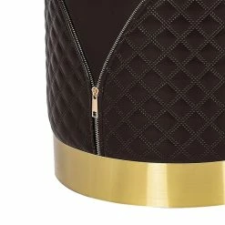 Buy 😍 Adeco Faux Leather Ottoman, Upholstered Vanity Stools Lattice Zipper Brown 👏 -Adeco Shop Adeco Faux Leather Ottoman2C Upholstered Vanity Stools Lattice Zipper 12