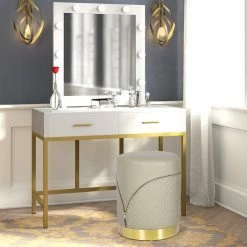 Buy 😍 Adeco Faux Leather Ottoman, Upholstered Vanity Stools Lattice Zipper Brown 👏 -Adeco Shop Adeco Faux Leather Ottoman2C Upholstered Vanity Stools Lattice Zipper 14