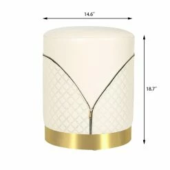 Buy 😍 Adeco Faux Leather Ottoman, Upholstered Vanity Stools Lattice Zipper Brown 👏 -Adeco Shop Adeco Faux Leather Ottoman2C Upholstered Vanity Stools Lattice Zipper 3