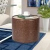 Outlet 🔔 Adeco Faux Leather Round Storage Ottoman With Removable Wood Lid Grey 😉 -Adeco Shop Adeco Faux Leather Round Storage Ottoman with Removable Wood Lid