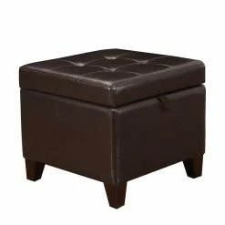 Brand new 🛒 Adeco Faux-Leather Storage Ottoman Square Bench Footrest Stool 😍 -Adeco Shop Adeco Faux Leather Storage Ottoman Square Bench Footrest Stool 7C Brown 2