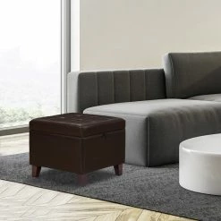 Brand new 🛒 Adeco Faux-Leather Storage Ottoman Square Bench Footrest Stool 😍