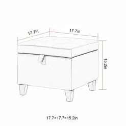 Brand new 🛒 Adeco Faux-Leather Storage Ottoman Square Bench Footrest Stool 😍 -Adeco Shop Adeco Faux Leather Storage Ottoman Square Bench Footrest Stool 7C Brown 3