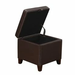 Brand new 🛒 Adeco Faux-Leather Storage Ottoman Square Bench Footrest Stool 😍 -Adeco Shop Adeco Faux Leather Storage Ottoman Square Bench Footrest Stool 7C Brown 4