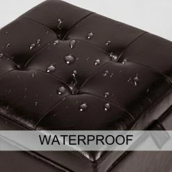 Brand new 🛒 Adeco Faux-Leather Storage Ottoman Square Bench Footrest Stool 😍 -Adeco Shop Adeco Faux Leather Storage Ottoman Square Bench Footrest Stool 7C Brown 6