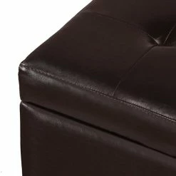 Brand new 🛒 Adeco Faux-Leather Storage Ottoman Square Bench Footrest Stool 😍 -Adeco Shop Adeco Faux Leather Storage Ottoman Square Bench Footrest Stool 7C Brown 7