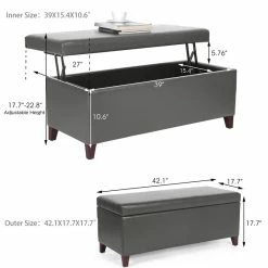 Cheap ✨ Adeco Faux Leather Tufted Lift Top Storage Ottoman Bench Footstool ⭐ 22 Cheap ✨ Adeco Faux Leather Tufted Lift Top Storage Ottoman Bench Footstool ⭐ -Adeco Shop Adeco Faux Leather Tufted Lift Top Storage Ottoman Bench Footstool 9