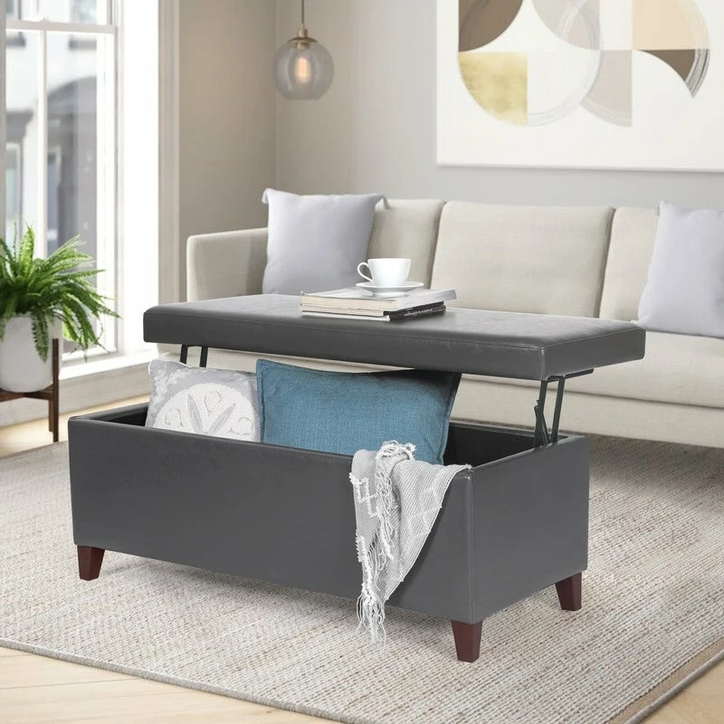 Cheap ✨ Adeco Faux Leather Tufted Lift Top Storage Ottoman Bench Footstool ⭐ 3 Cheap ✨ Adeco Faux Leather Tufted Lift Top Storage Ottoman Bench Footstool ⭐