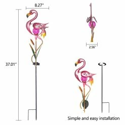 Flash Sale 🧨 Adeco Flamingo Solar Lights Metal Stake For Patio Lawn Pathway 🌟 -Adeco Shop Adeco Flamingo Solar Lights Metal Stake for Patio Lawn Pathway 3