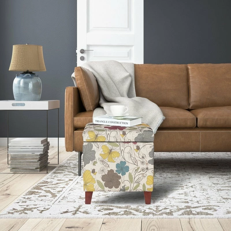 Hot Sale ๐ Adeco Floral Printed Linen Cube Storage Ottoman Footrest Footstool Multi โค๏ธ 5 Hot Sale ๐ Adeco Floral Printed Linen Cube Storage Ottoman Footrest Footstool Multi โค๏ธ - Image 3