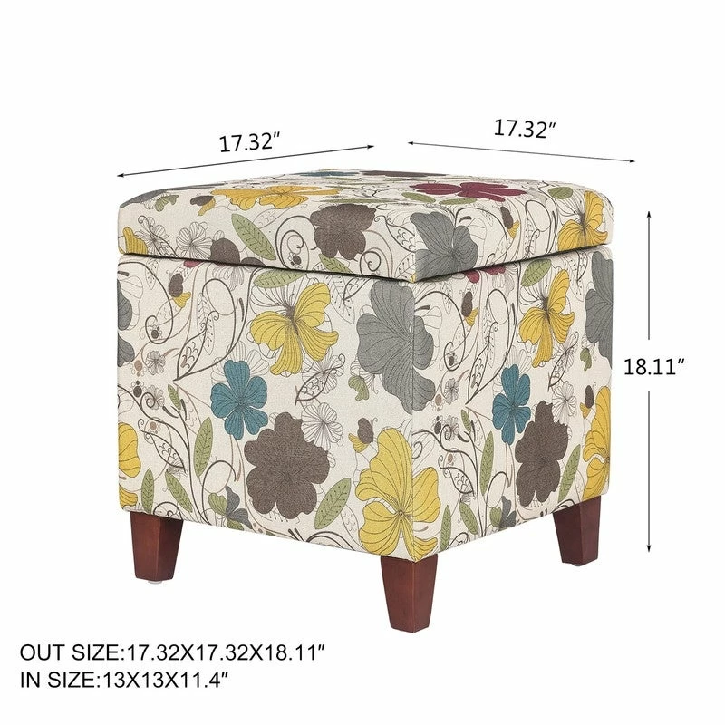 Hot Sale ๐ Adeco Floral Printed Linen Cube Storage Ottoman Footrest Footstool Multi โค๏ธ 8 Hot Sale ๐ Adeco Floral Printed Linen Cube Storage Ottoman Footrest Footstool Multi โค๏ธ - Image 6