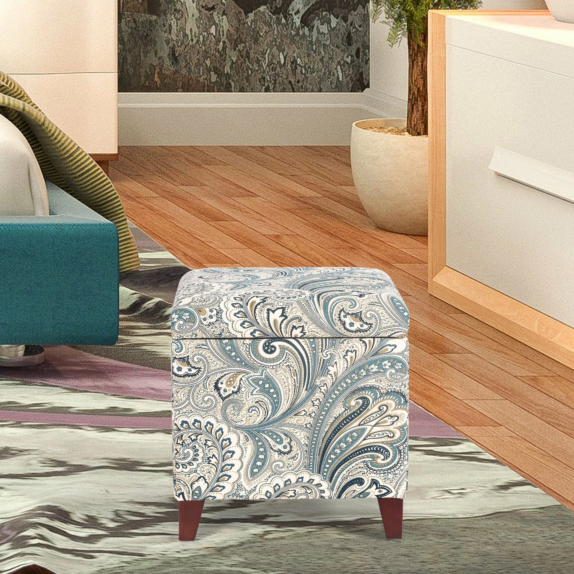 Hot Sale ๐ Adeco Floral Printed Linen Cube Storage Ottoman Footrest Footstool Multi โค๏ธ 10 Hot Sale ๐ Adeco Floral Printed Linen Cube Storage Ottoman Footrest Footstool Multi โค๏ธ - Image 8