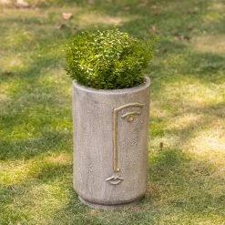 Best Sale 😀 Adeco Flower Pots Face Head Planter For Outdoor Indoor Brown ⭐