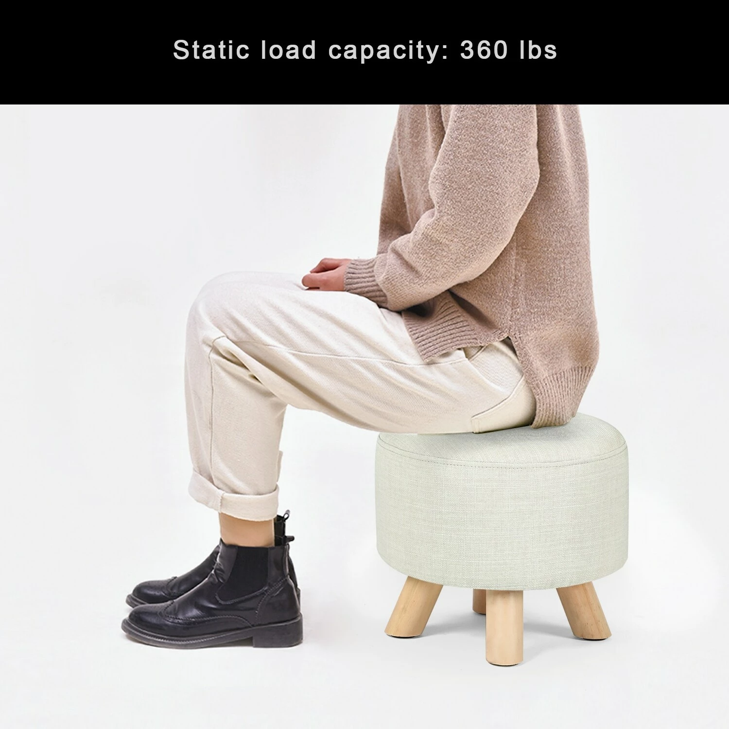 Promo 🛒 Adeco Foot Rest Ottoman Pet Stool Beige 🎁 6 Promo 🛒 Adeco Foot Rest Ottoman Pet Stool Beige 🎁 - Image 4