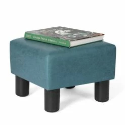 Cheap 🎁 Adeco Footrest Small Square Ottoman Fabric Modern Seat Chair Footstool 😀 -Adeco Shop Adeco Footrest Small Square Ottoman Fabric Modern Seat Chair Footstool 2