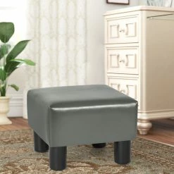 Cheap 💯 Adeco Footrest Small Square Ottoman Stool PU Leather Modern Footstool 👍 -Adeco Shop Adeco Footrest Small Square Ottoman Stool PU Leather Modern Footstool 1