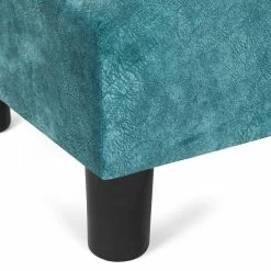 Buy ⭐ Adeco Footstool Ottoman PU Leather Footrest Modern Square Stool Blue ⌛ -Adeco Shop Adeco Footstool Ottoman PU Leather Footrest Modern Square Stool 12