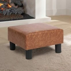 Buy ⭐ Adeco Footstool Ottoman PU Leather Footrest Modern Square Stool Blue ⌛ -Adeco Shop Adeco Footstool Ottoman PU Leather Footrest Modern Square Stool 14