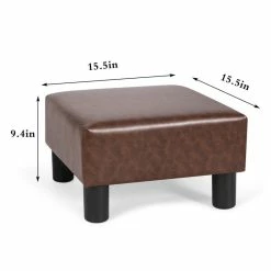 Buy ⭐ Adeco Footstool Ottoman PU Leather Footrest Modern Square Stool Blue ⌛ -Adeco Shop Adeco Footstool Ottoman PU Leather Footrest Modern Square Stool 3
