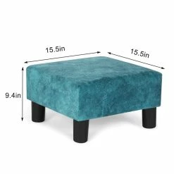 Buy ⭐ Adeco Footstool Ottoman PU Leather Footrest Modern Square Stool Blue ⌛ -Adeco Shop Adeco Footstool Ottoman PU Leather Footrest Modern Square Stool 9