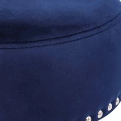 New 🧨 Adeco Footstool Round Ottoman Velvet 👗 Dressing Stool Gold Metal Legs Grey ✔️ -Adeco Shop Adeco Footstool Round Ottoman Velvet Dressing Stool Gold Metal Legs 3